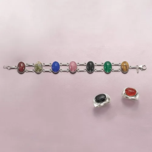 Vista 6 de Ross-Simons Multi-Stone Scarab Bracelet in Sterling Silver
