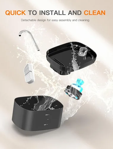 Vista 6 de Fuente de agua para gatos, fuente para gatos de 84 onzas/2.5 L, fuente de agua súper silenciosa para mascotas, filtro de carbón activado