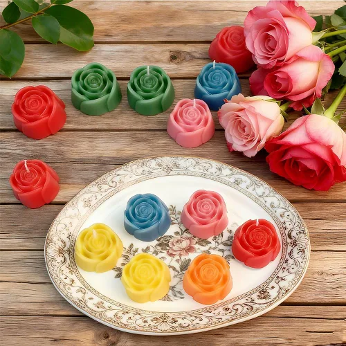 Vista 5 de 3PCS moldes de flores de silicona, molde de silicona de velas de chocolate rosa