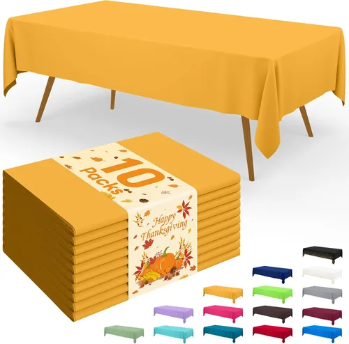 Vista 100 de Smiry - Juego de 6 manteles desechables, 54 x 78 pulgadas, manteles impermeables rectangulares para fiestas, cubierta de mesa de plástico