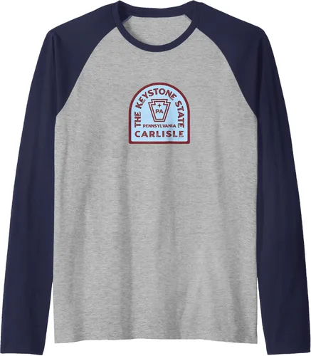 Vista 13 de Carlisle Pennsylvania Keystone State - Camiseta de béisbol raglán, Negro