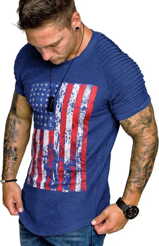 Vista 8 de COOFANDY Camiseta Muscular para Hombre de Manga Raglán Plisada Camiseta de Culturismo para Gimnasio Manga Corta Camisas de Entrenamiento de Moda