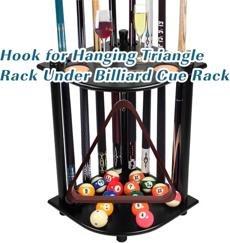 Vista 7 de 2 ganchos de puente de billar con 4 tornillos de montaje, gancho para estante de bola de piscina para almacenamiento de accesorios de mesa de Negro