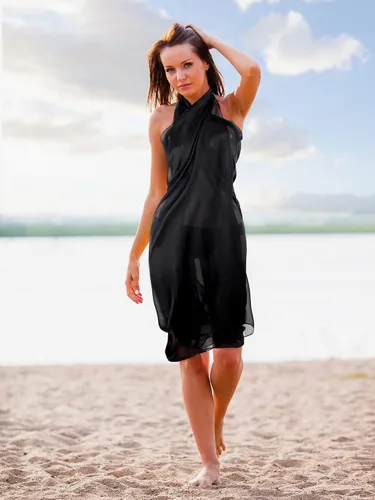 Vista 4 de Yahenda 3 piezas mujeres sarong Wrap playa traje de baño cubrir gasa largo