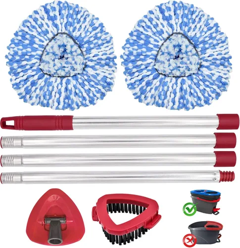 Vista 8 de Reemplazo de cabezal de trapeador, base, mango de trapeador para sistema de 2 tanques Ocedar RinseClean, 2 repuestos de trapeador de microfibra