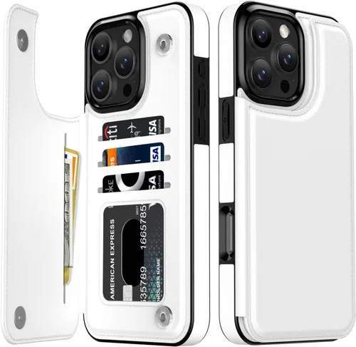 Vista 309 de LETO para iPhone 15 Pro Funda tipo cartera - Tapa tipo folio con patada - Diseños de moda - Tarjetero - Funda protectora para mujeres y niñas - 6.1