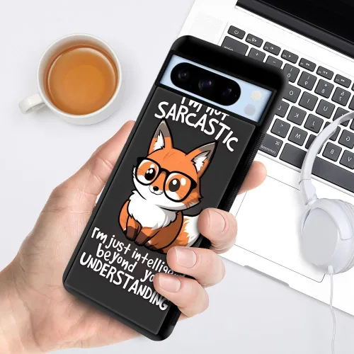 Vista 6 de CARLOCA Funda compatible con Google Pixel 8 Pro, bonitas fundas de Fox Wear para Google Pixel 8 Pro, diseño gráfico, a prueba de golpes
