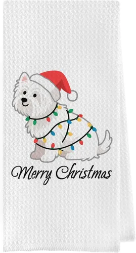 Vista 6 de Regalos de Navidad Golden Retriever - Toallas de cocina decorativas con tejido de gofre Golden Retriever, toallas de cocina navideñas para perro