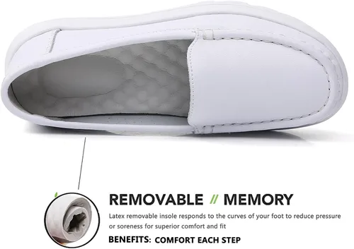 Vista 3 de ZOVE Nursing Shoes Women Loafers Platform Wedge Moccasins Comfortable Casual Slip-on Healthcare Work Leather Nurse Shoes