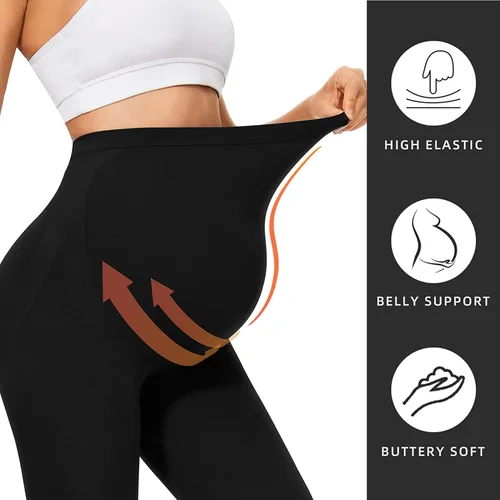 Vista 3 de Refeel Women's Maternity Leggings Over The Belly Pregnancy Workout Active Stretchy Pants
