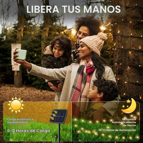 Vista 3 de Vimorg Guirnalda de luces solares para exteriores, paquete de 2 luces solares de Navidad de 79 pies, 200 LED, impermeables, con 8 modos