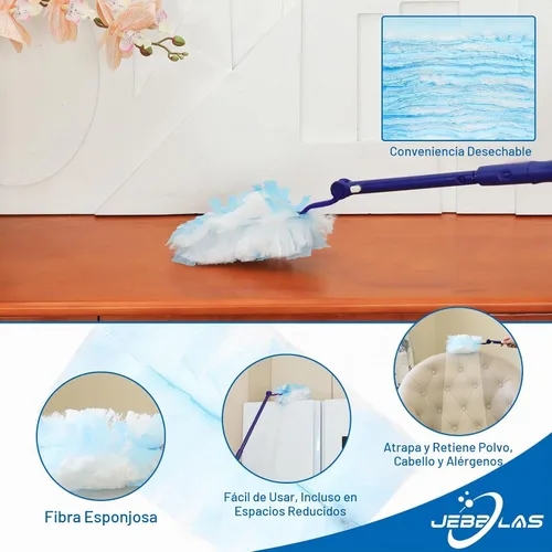 Vista 3 de JEBBLAS Recambio de plumero desechable, repuestos de plumero resistente, 20 unidades, recambio de plumeros multisuperficie para limpieza, repuestos