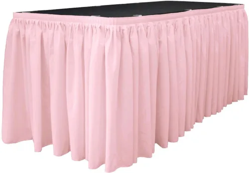 Vista 43 de LA Linen Falda de mesa de popelina de poliéster para mesas rectangulares, tela plisada para banquetes de boda, 14 pies por 29 pulgadas de largo