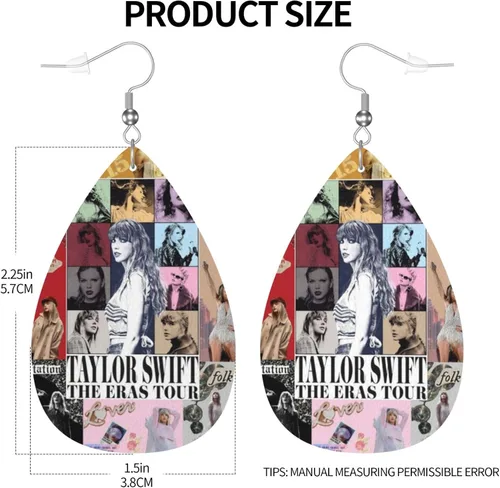 Vista 3 de Taylor - Aretes colgantes de piel para mujer, diseño de lágrima