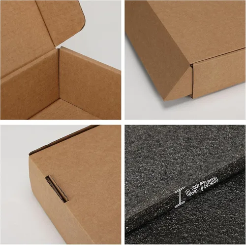 Vista 6 de CRUGLA 1 Pack Laptop Shipping Box with Cushioned Foam, Fits Most Sizes Marrón