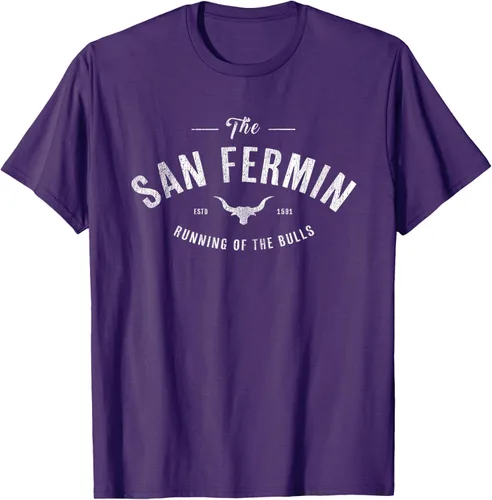 Vista 28 de The Running of the Bulls" - Pamplona Gift - Camiseta San Fermin, Rojo, S Asfalto