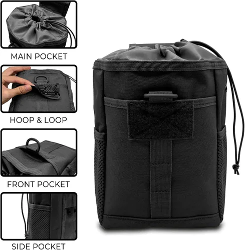 Vista 2 de Molle Bolsa de volcado, Bolsa de carga plegable con cordón, Bolsa de munición para cinturón de utilidad militar