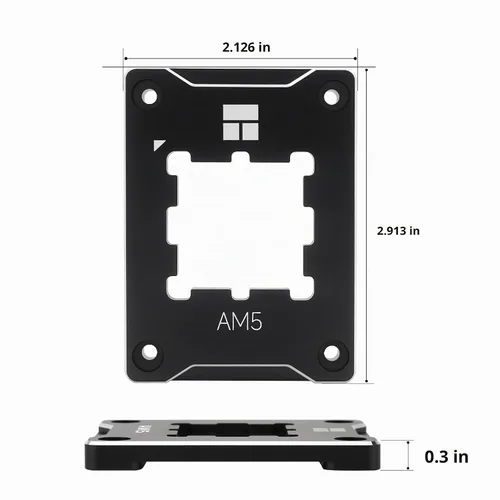 Vista 3 de Marco seguro AM5 negro, marco de contacto de CPU anti-flexión para zócalo AMD Marco de contacto de CPU AM5 de aluminio negro con placa de presión