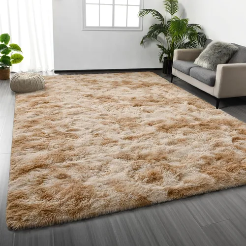 Vista 13 de Deerhoo Alfombra de Área Shag, 4 X 6 Alfombras de Felpa Suaves para Sala de Estar, Alfombra Ultra Suave Esponjosa y Peluda para Dormitorio, Alfombra