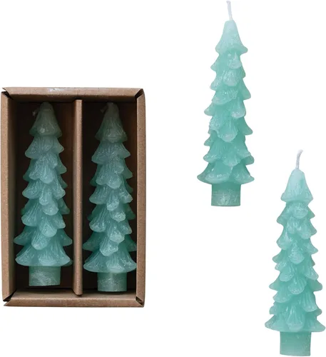 Vista 22 de Creative Co-Op Velas cónicas en forma de árbol sin perfume, ponche de huevo, juego de 2 en caja, 5 pulgadas Eggnog