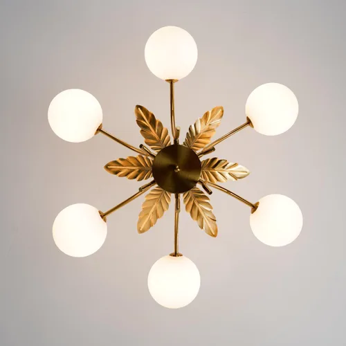 Vista 6 de Lámpara colgante de cristal moderna de mediados de siglo con 6 luces