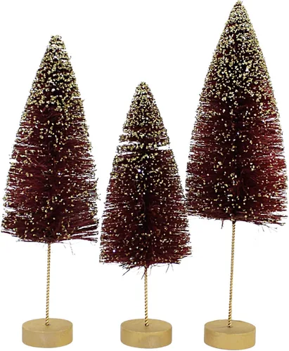 Vista 3 de Bethany Lowe Juego de 3 cepillos para botellas con brillo Ruby Gold