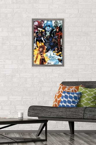 Vista 2 de Trends International Marvel Comics - The X-Men - Collage Wall Poster, 14.725" x 22.375", Barnwood Framed Version Versión enmarcada Barnwood