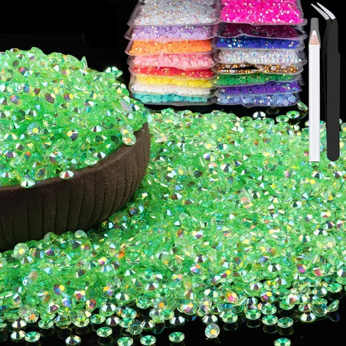 Vista 32 de 15000 diamantes de imitación de resina de 0.079 pulgadas a granel, diamantes de imitación de gelatina redondos negros con parte trasera plana, gemas