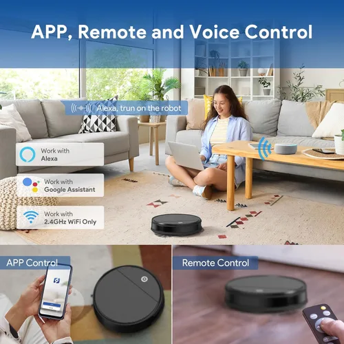 Vista 7 de Robot aspirador y trapeador: 2 en 1 aspiradora robótica navegación giroscopio limpieza Z-Zag y control Alexa/APP y limpieza sin enredos