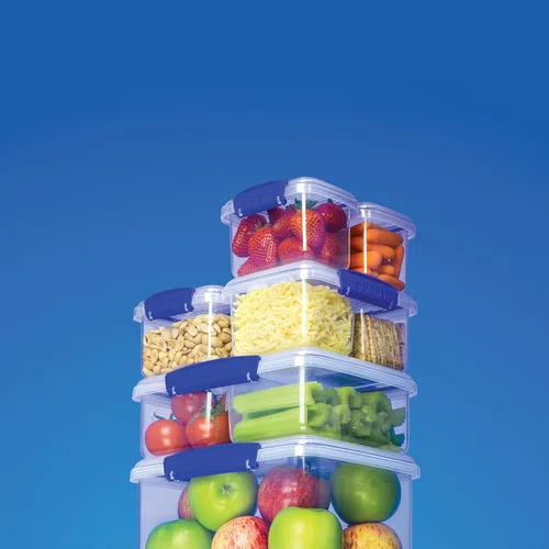 Vista 7 de Sistema KLIP IT Rectangular Collection Recipiente de almacenamiento de alimentos, 33.8 onzas/1.0 L, transparente/azul, 3