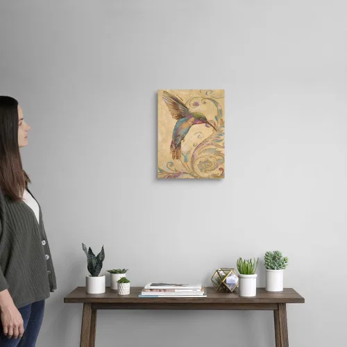 Vista 2 de Lienzo decorativo para pared, diseño de colibrí