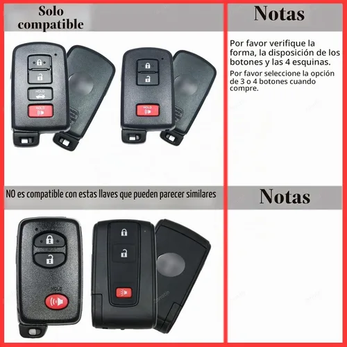 Vista 2 de Funda protectora de silicona para llavero remoto compatible con Toyota Camry Corolla Highlander Sequoia 4Runner 2016-2020