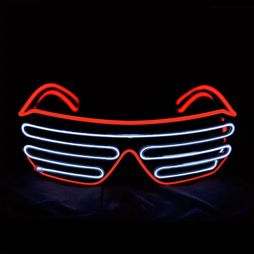 Vista 17 de Gafas de LED de Aqua Led de Neón electroluminiscentes para fiestas y disfraces modelo RB03., Púrpura + Azul