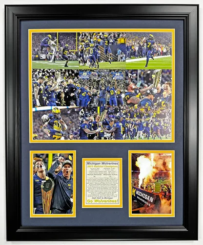 Vista 4 de Fútbol de Michigan Campeones Nacionales del CFP 2023 Collages de Fotos Enmarcadas con Doble Mate (30 cm x 38 cm, Mosaico)