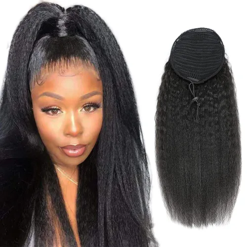 Vista 22 de Extensión de cola de caballo de cabello humano, onda de agua, pasta mágica, ondulado, natural, cola de caballo rizada 100% real, cabello Remy ondas