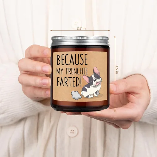 Vista 4 de Velas LEADO, regalos de bulldog francés para mujeres, hombres - divertidos regalos de bulldog para dueños de bulldog francés, papá de bulldog, mamá