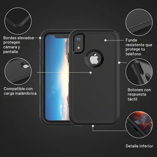 Vista 6 de X-belmox Funda para iPhone XR [a prueba de caídas] [a prueba de golpes] Funda de protección contra caídas de servicio pesado de 3 capas para iPhone
