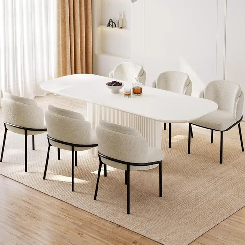 Vista 16 de Juego de mesa de comedor ovalada de 62.99 pulgadas para 4, juego de mesa de cocina de 5 piezas, mesas de comedor modernas con 4 sillas para cocina