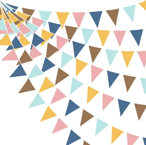 Vista 8 de Decoraciones de fiesta de 32 pies con texto en inglés "Oh Happy Day" ("Oh Happy Day") de tela de color arcoíris triangular, banderines para Colorido