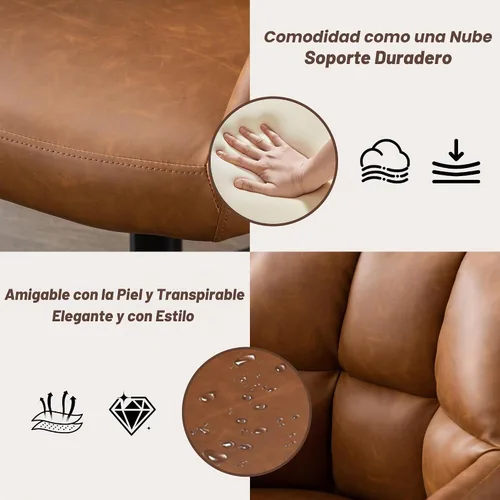 Vista 5 de HNY Silla de escritorio moderna de piel sintética, altura ajustable, cómoda silla giratoria de maquillaje con ruedas para sala de estar, computadora
