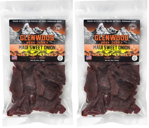 Vista 4 de Glenwood Beef Jerky Maui Sweet Onion - Bolsa resellable de 9 onzas, húmedo y tierno, aperitivo alto en proteínas, fabricado en los Estados Unidos