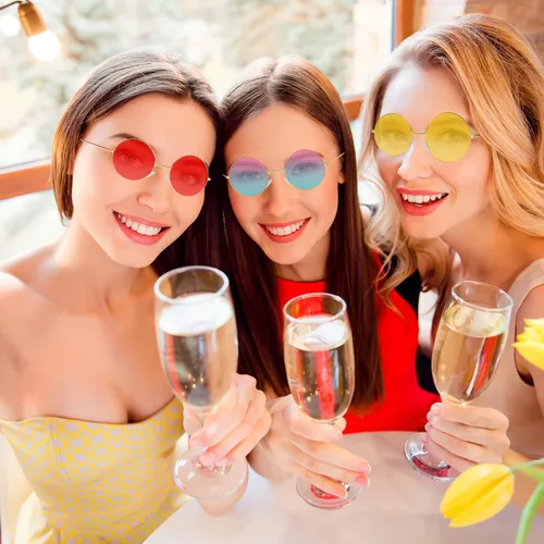 Vista 5 de CHRORINE Gafas de sol hippie para mujeres y hombres, decoraciones de fiesta hippie