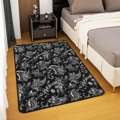 Vista 4 de Feelyou Tapete de jacquard para interiores para niños y niñas, 3 x 5, patrón floral, alfombra de sala de estar, alfombra de decoración floral ultra