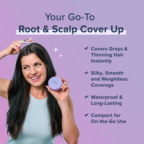 Vista 2 de TRUHAIR Polvo prensado para cubrir raíces y cuero cabelludo, compacto, impermeable, cobertura ligera del cabello y encubrimiento de puntos calvos