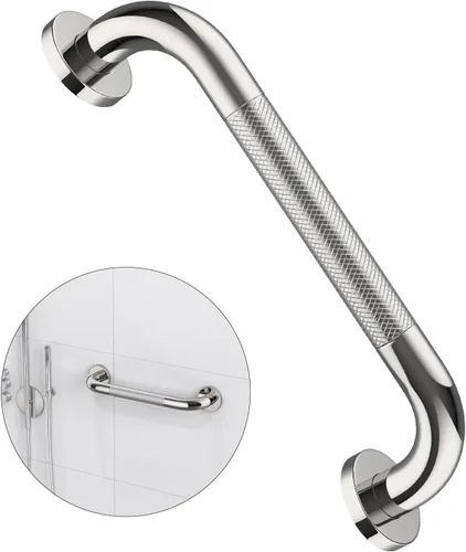 Vista 9 de Barra de agarre para ducha negra de 12 pulgadas con agarre de goma antideslizante, ZUEXT Barra de agarre para baño de acero inoxidable, Barra
