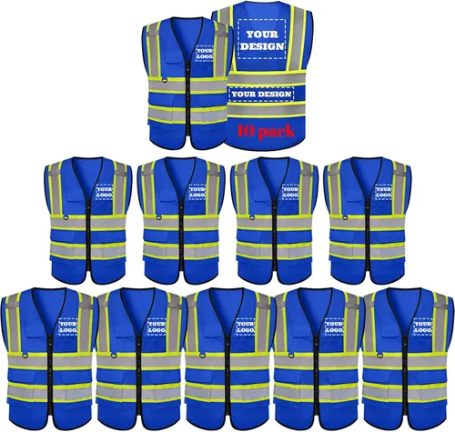 Vista 35 de Chaleco de seguridad reflectante de alta visibilidad con 5 bolsillos y cremallera clase 2 para adultos, unisex, ropa de trabajo de seguridad
