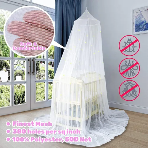 Vista 2 de Toldo de red para cama de princesa, cúpula redonda, toldo para cama, mosquitero para niños, azul, L