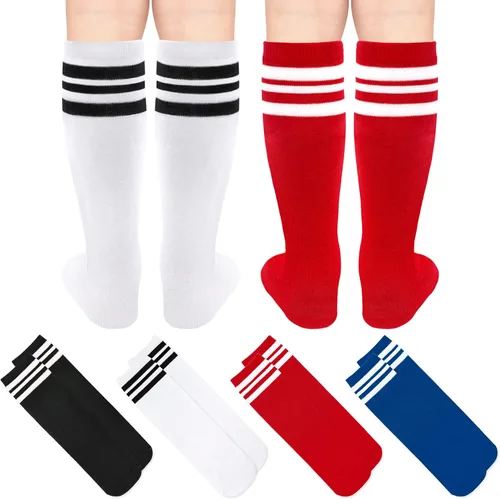 Vista 5 de 4 pares de calcetines de fútbol para niños pequeños, calcetines de fútbol para niñas y niños, calcetines de béisbol para niños pequeños, calcetines