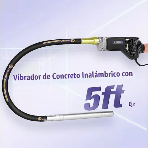Vista 6 de VISHIGH Herramienta vibradora de hormigón de 800 W, motor vibrador de hormigón eléctrico con eje de 5 pies (4.9 ft), herramienta de construcción