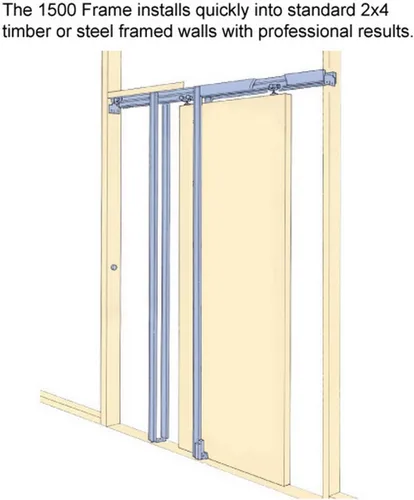 Vista 5 de Puerta corrediza francesa de bolsillo de 42 x 96 pulgadas Quadro 4088 blanco nórdico con vidrio esmerilado Kit de accesorios de riel Puerta